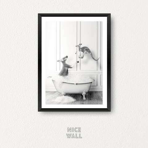 Cuadro Canguros Bañera Blanco & Negro