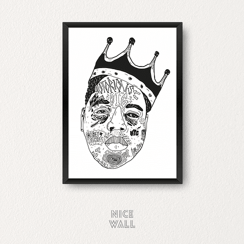 Cuadro Notorious Big Rostro Letras