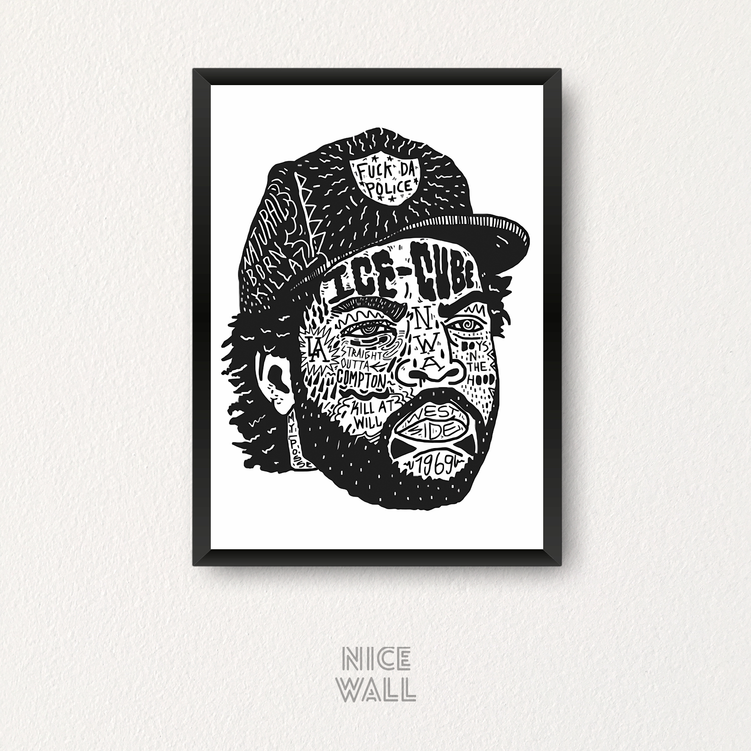 Cuadro Ice Cube Rostro Letras