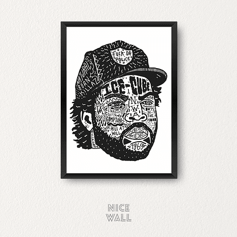 Cuadro Ice Cube Rostro Letras