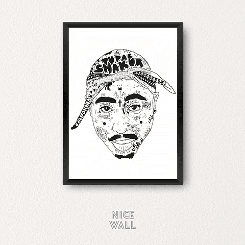 Cuadro Tupac Rostro Letras