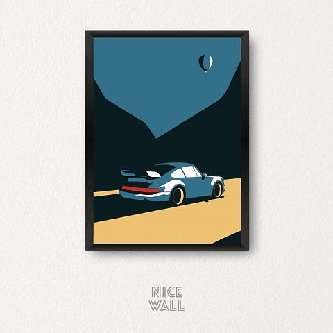 Cuadro Porsche Azul Ilustrado
