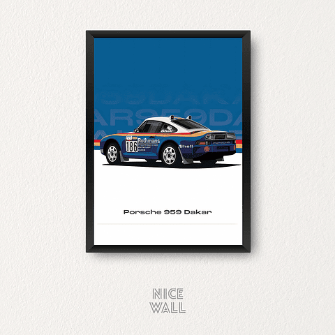 Cuadro Porsche 959 Dakar Ilustrado