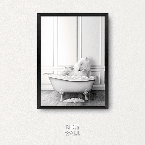 Cuadro Oso Polar Bañera Blanco & Negro