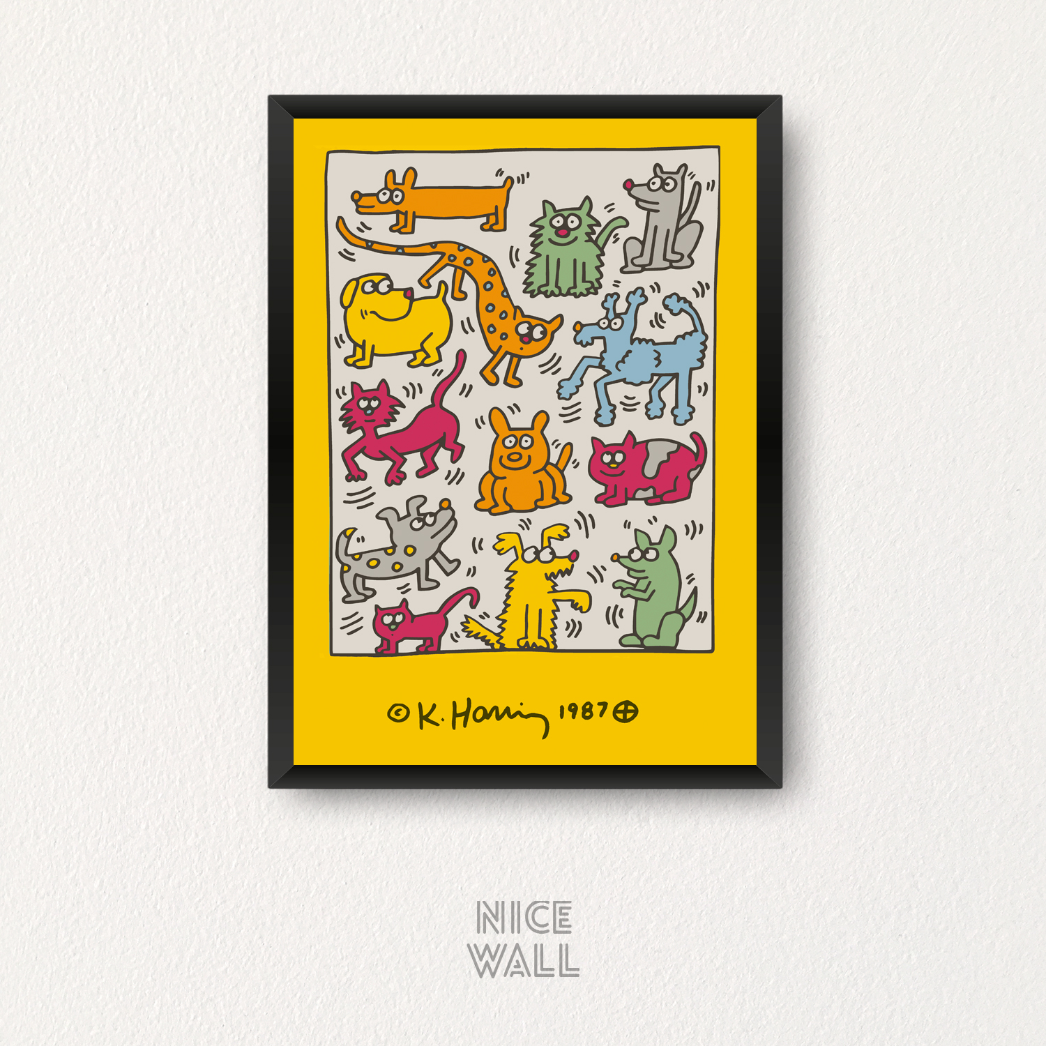 Cuadro Keith Haring Perros & Gatos