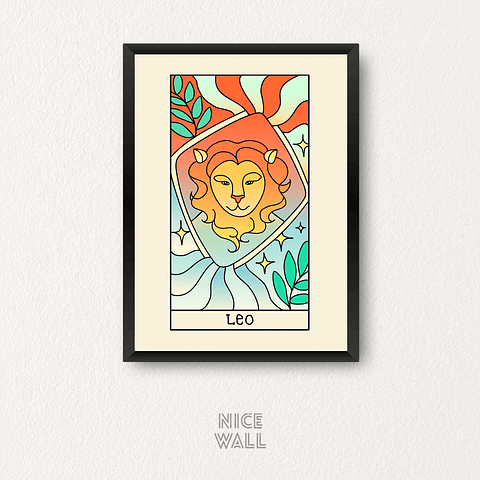Cuadro Leo Signos Zodiacales Ilustrados