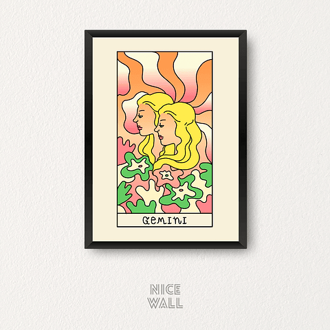 Cuadro Geminis Signos Zodiacales Ilustrados