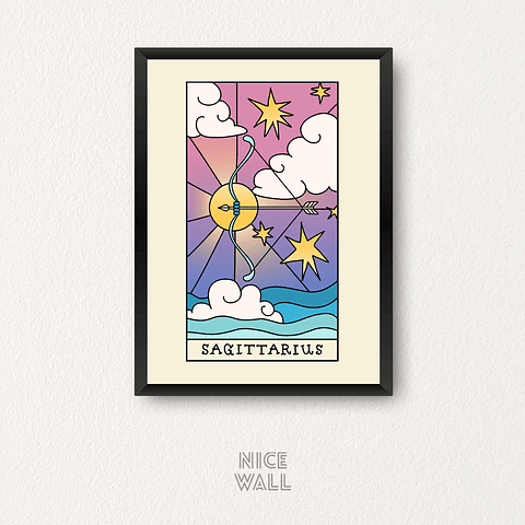 Cuadro Sagitario Signos Zodiacales Ilustrados