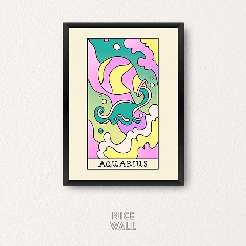 Cuadro Acuario Signos Zodiacales Ilustrados
