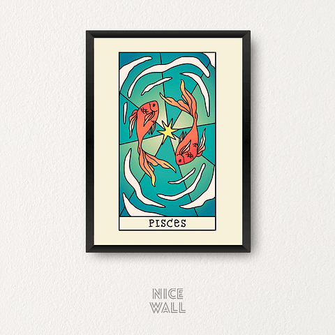 Cuadro Piscis Signos Zodiacales Ilustrados