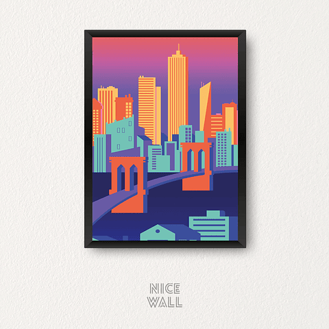 Cuadro Skyline Ilustrado New York