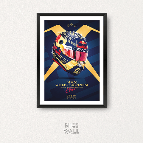 Cuadro Max Verstappen Casco F1 Poster