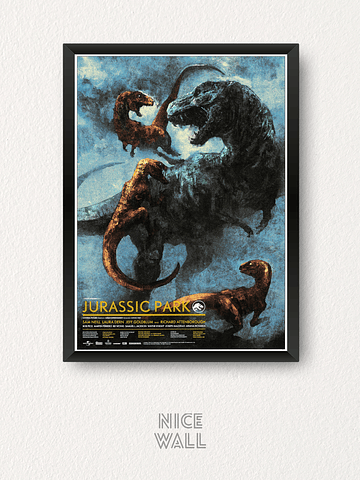 Cuadro Jurassic Park Poster Ilustrado Tres