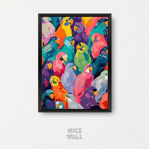 Cuadro Pájaros Colores