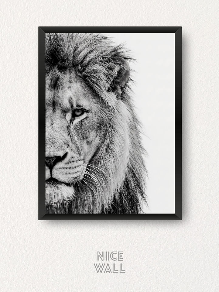 Cuadro León Blanco & Negro 1