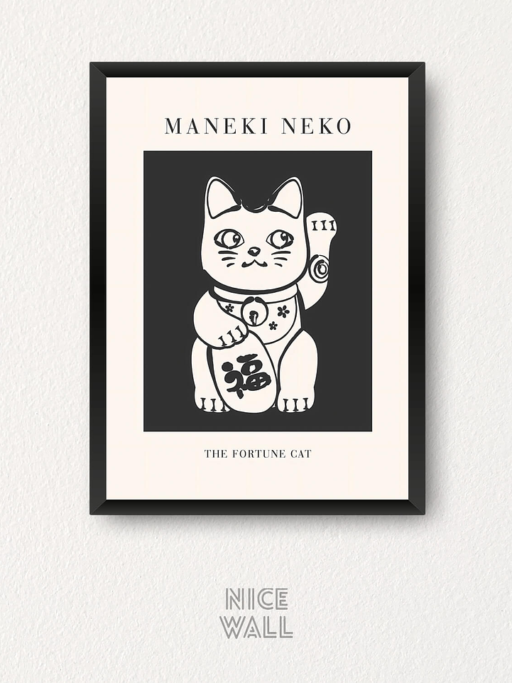 Cuadro The Fortune Cat Negro 1