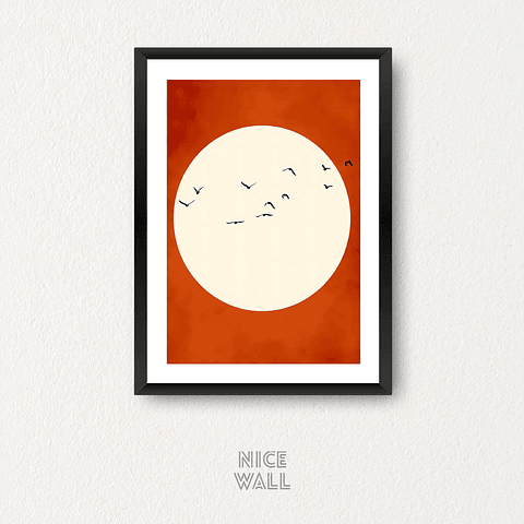 Cuadro Pájaros Volando Sol