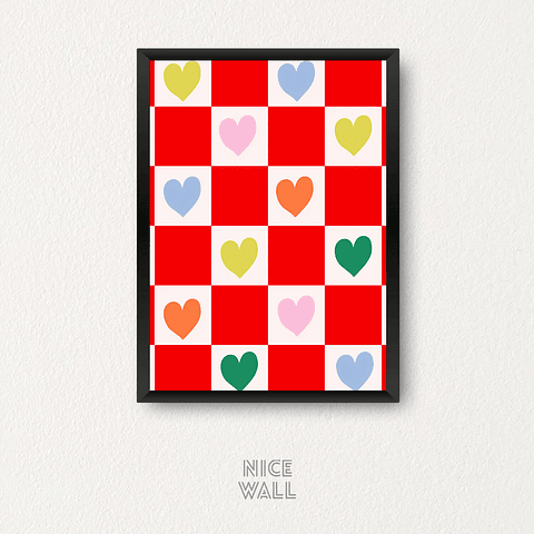 Cuadro Corazones Colores