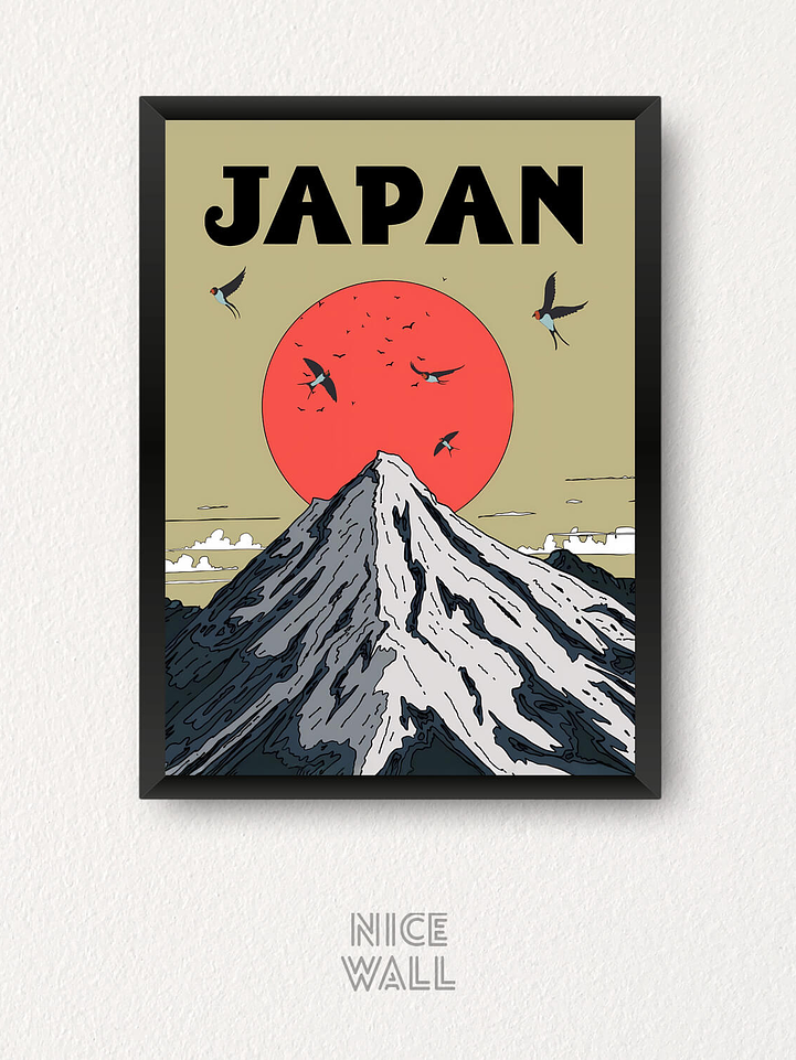 Cuadro Poster Montaña Japón Ilustrado 1