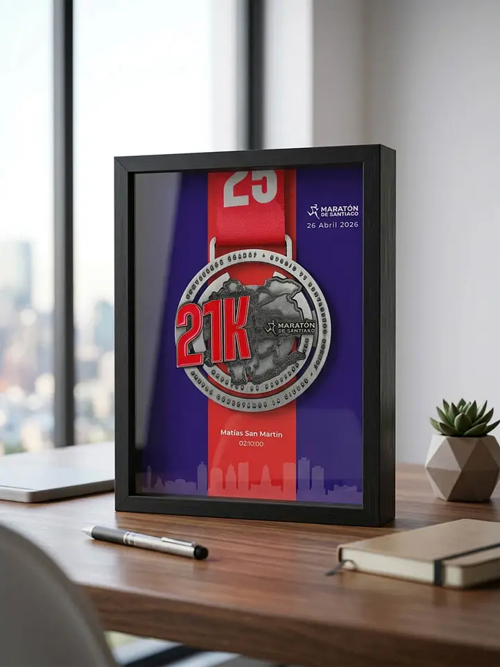 Cuadro para Medalla Maratón de Santiago 3