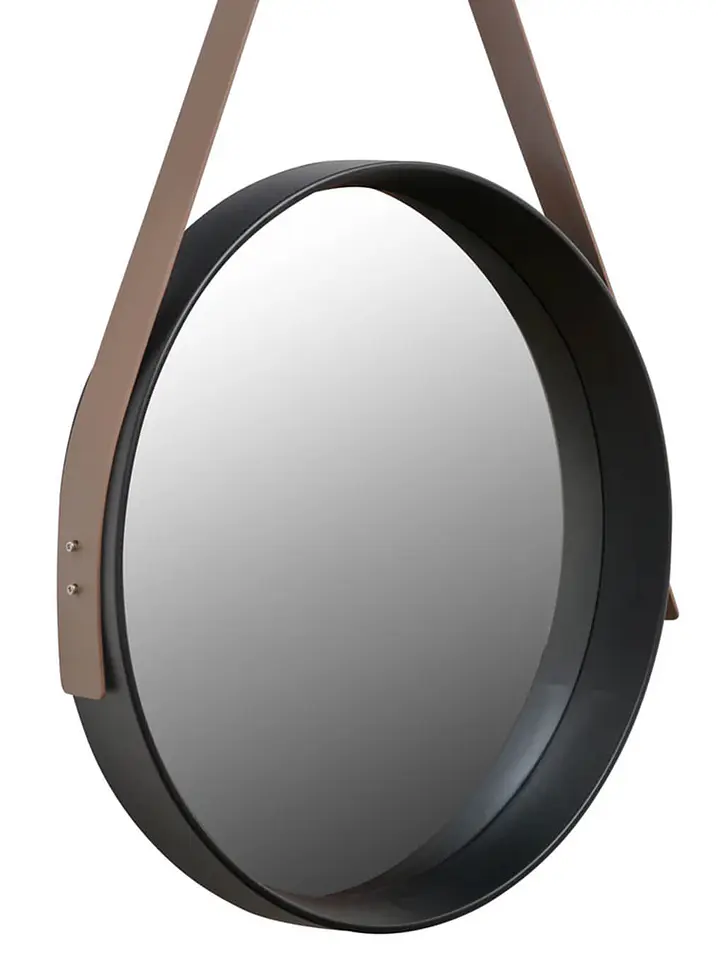 Espejo Circular Pared 40 cm  Negro Con Correa 3