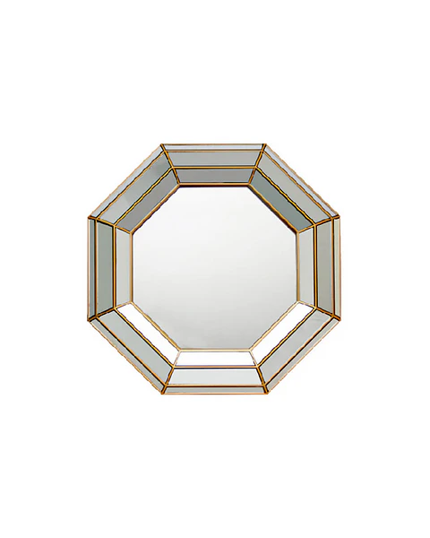 Espejo Octagonal Pared Dorado 45 cm 