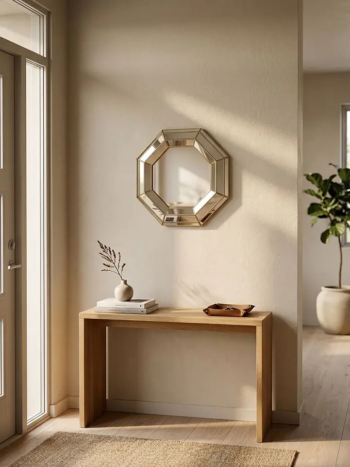 Espejo Octagonal Pared Dorado 45 cm  1