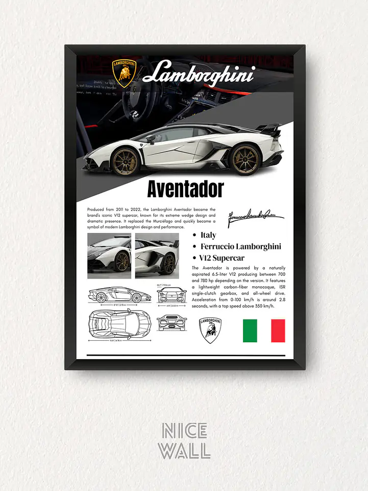 Cuadro Poster Lamborghini Aventador 1