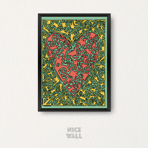 Cuadro Corazón Estilo Haring
