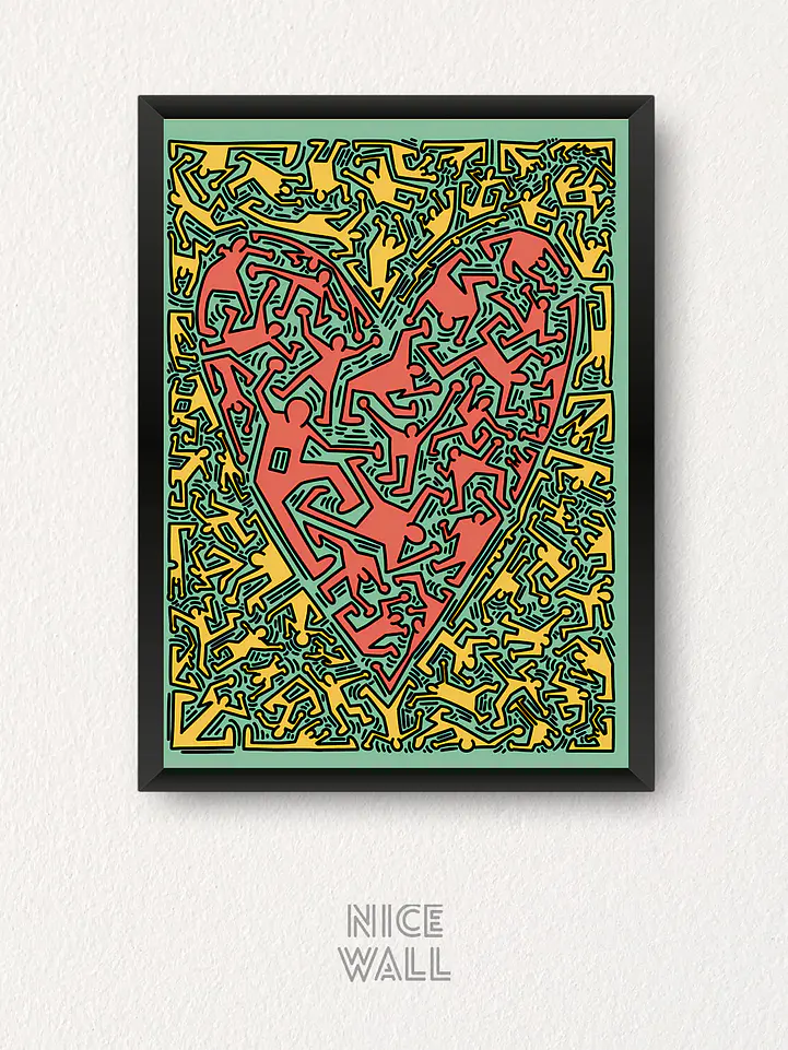 Cuadro Corazón Estilo Haring 1