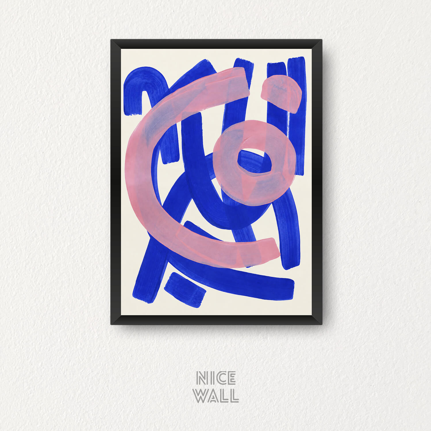 Cuadro Azul Rosado Formas Abstractas