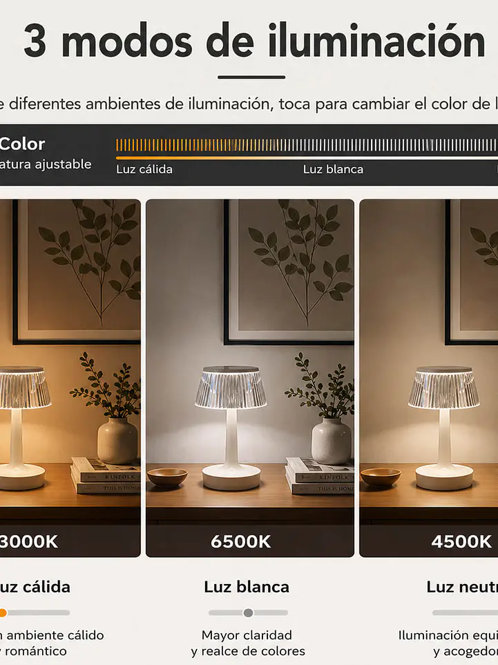 Lámpara de Mesa LED Táctil Recargable 4