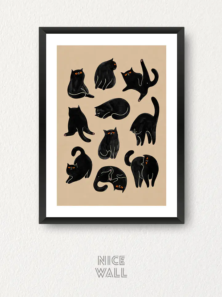 Cuadro Gato Yoga 1