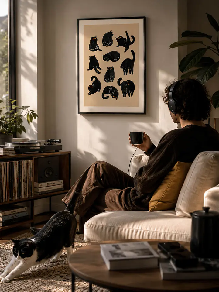 Cuadro Gato Yoga 2
