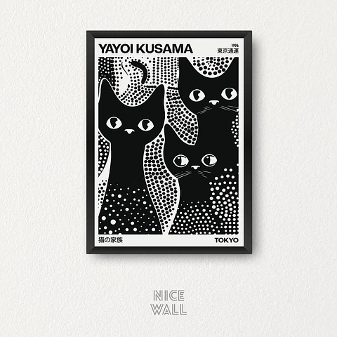 Cuadro Yayoi Kusama Gatos Negros