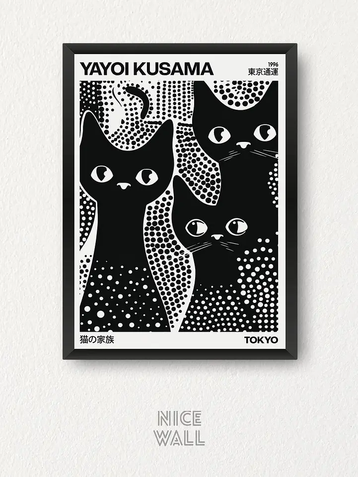 Cuadro Yayoi Kusama Gatos Negros 1