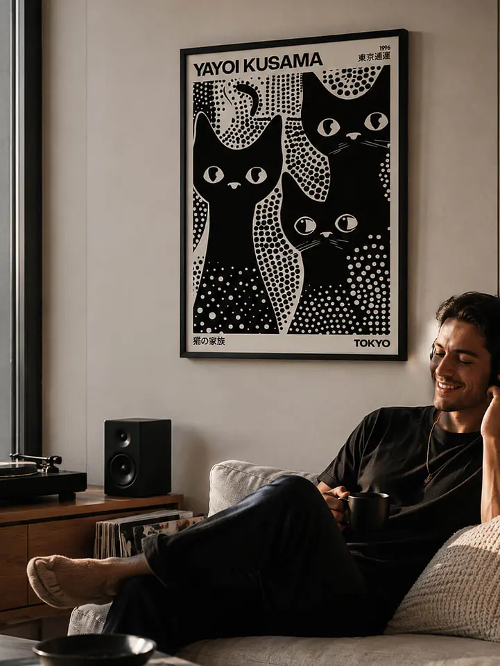 Cuadro Yayoi Kusama Gatos Negros 2