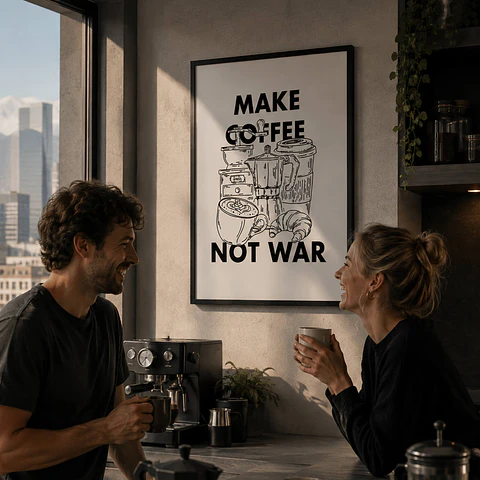 Cuadro Make Coffee Not War