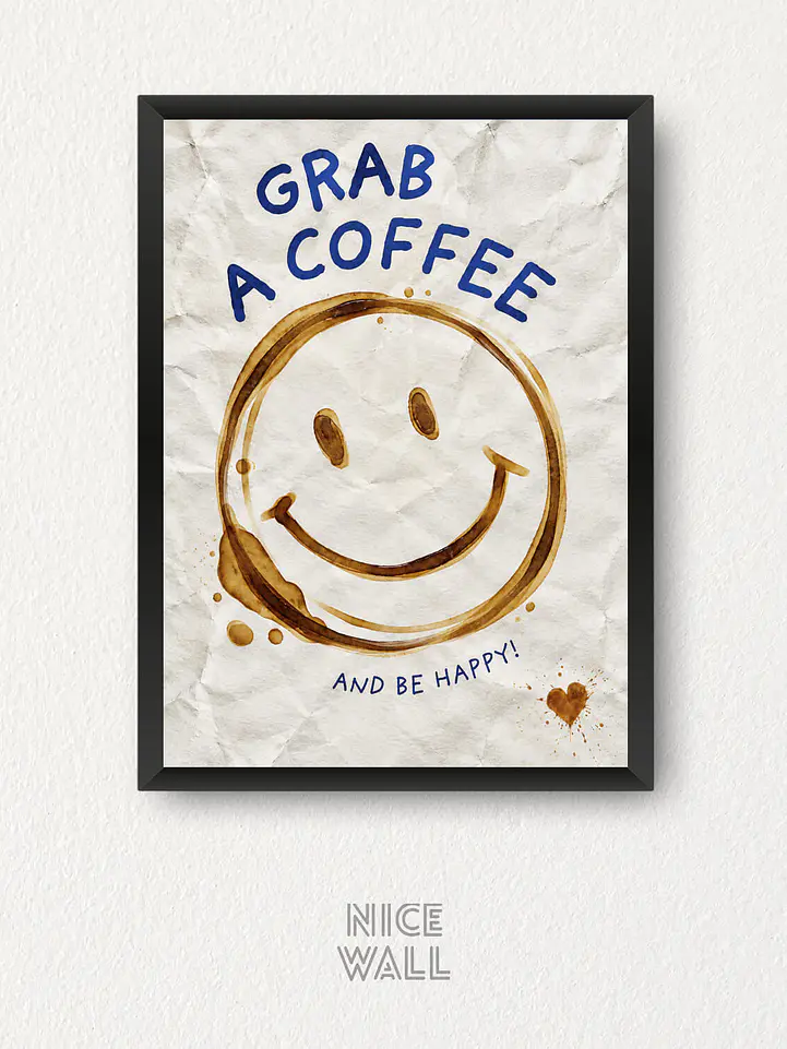 Cuadro Sonríe con Café y Felicidad 1
