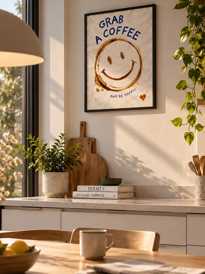 Cuadro Sonríe con Café y Felicidad 2