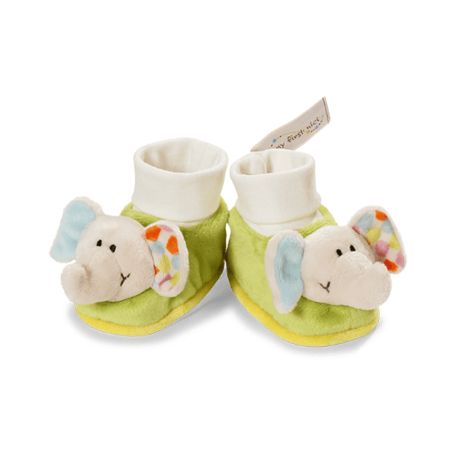 Baby Slippers with Elephant Rattle