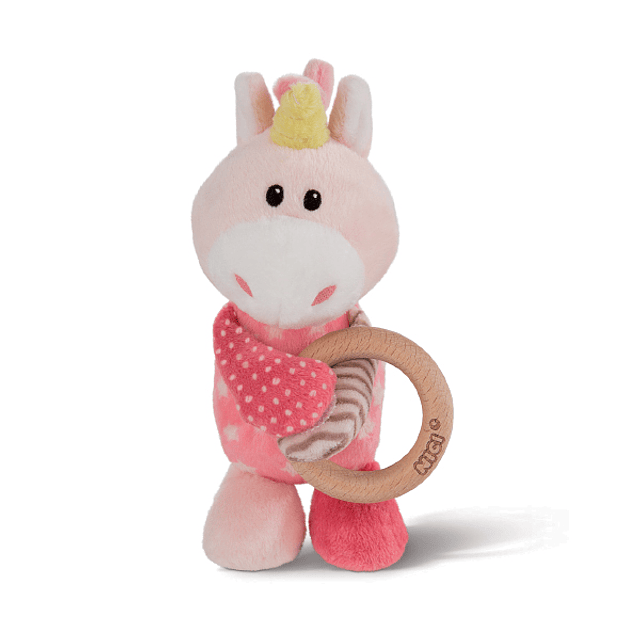 Unicorn Stupsi Plush with Wood Ring