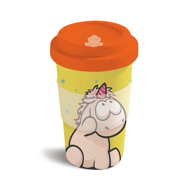 Vaso De Bambú Con Tapa, Unicornio