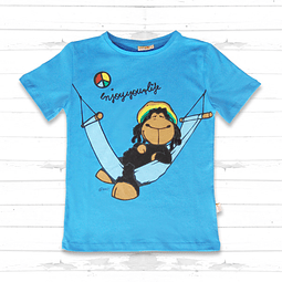T-Shirt Criança Azul Jolly Bob "Enjoy Your Life"