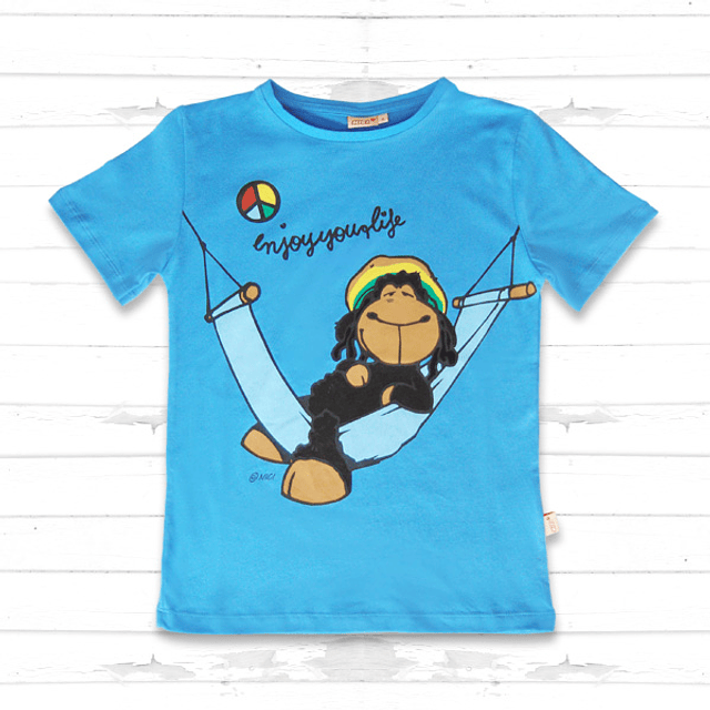 T-Shirt Criança Azul Jolly Bob "Enjoy Your Life"