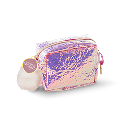 Pink Metallic Mini Bag With Pompom