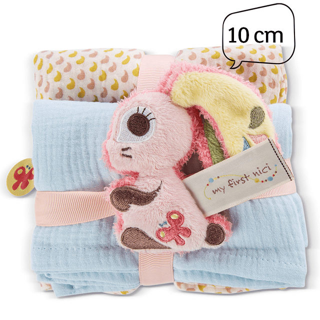 Set of 2 muslin cloths with Hopsali Rabbit