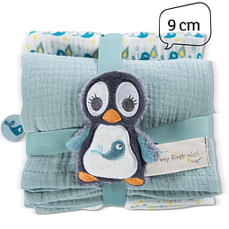 Set of 2 muslin cloths with Watschili Penguin