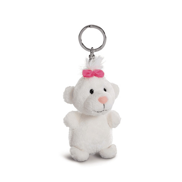Porta-chaves de peluche c/LED urso branco 9cm