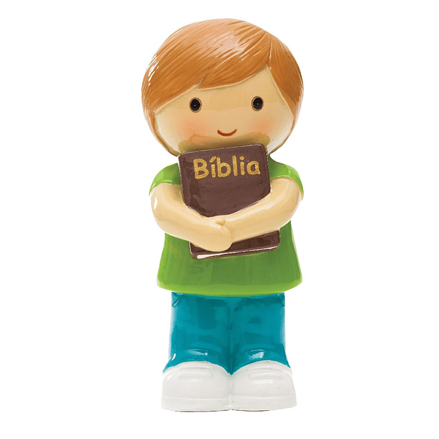 Menino com Bíblia, t-shirt verde